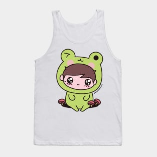 cute frog, cosplay frog, kawaii frog cartoon Tank Top